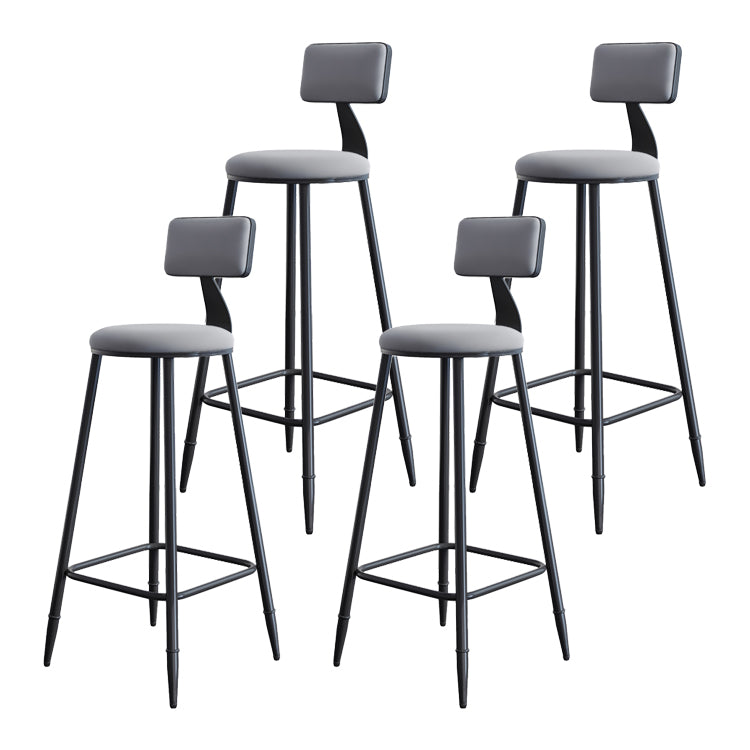 Modern Backrest Counter Stool Iron Milk Tea Shop Bar Stool with Cushion and Pedal