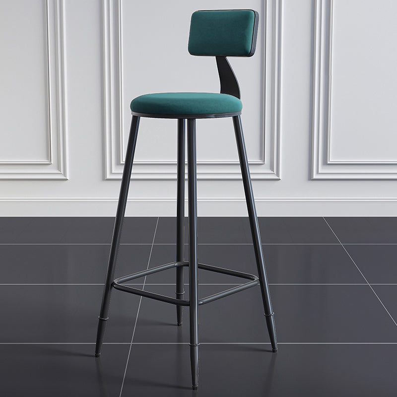 Modern Backrest Counter Stool Iron Milk Tea Shop Bar Stool with Cushion and Pedal