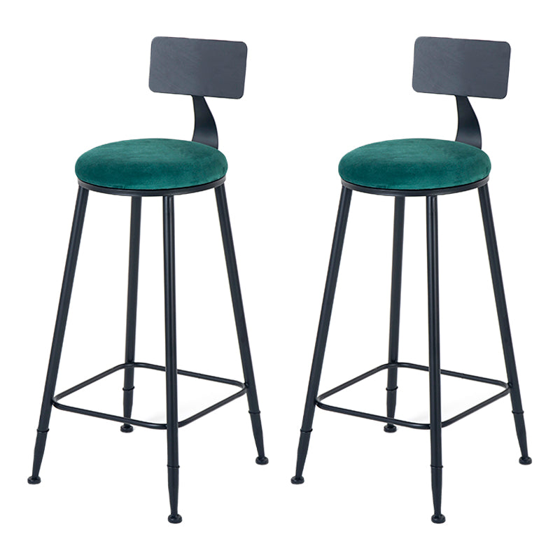 Modern Backrest Counter Stool Iron Milk Tea Shop Bar Stool with Cushion and Pedal