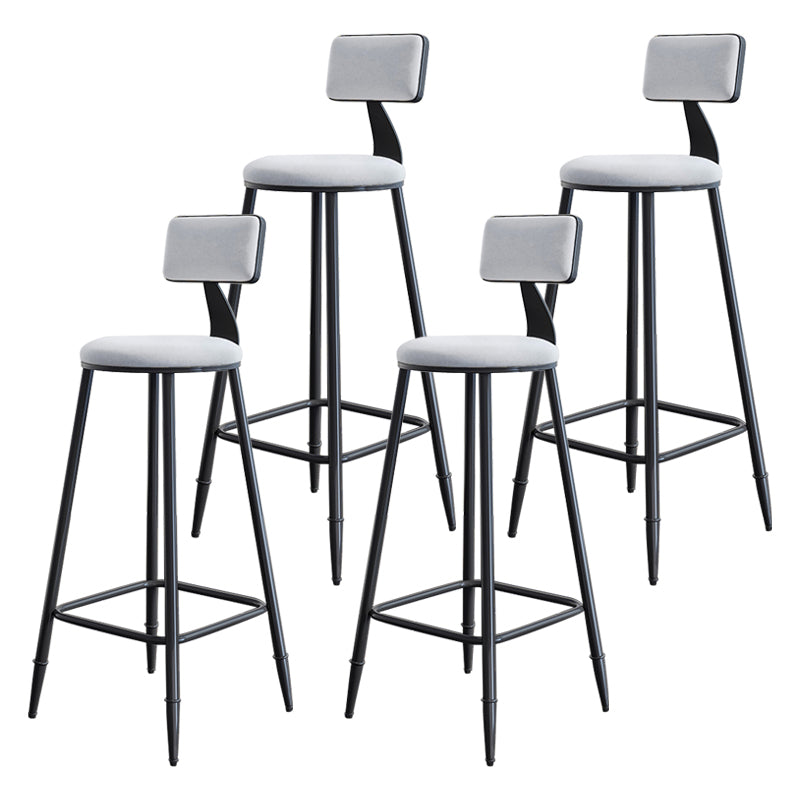Modern Backrest Counter Stool Iron Milk Tea Shop Bar Stool with Cushion and Pedal