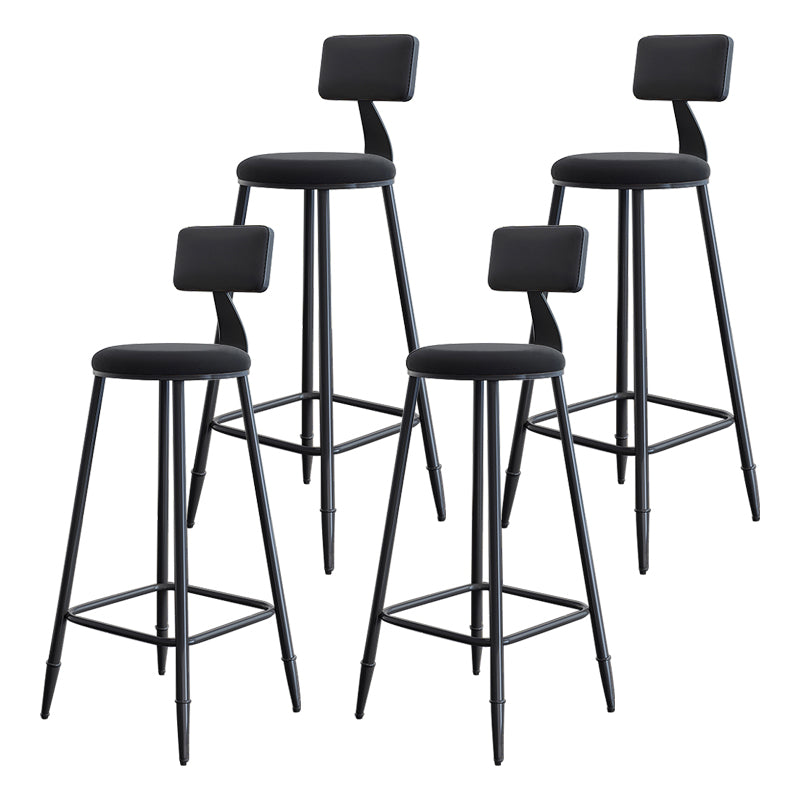 Modern Backrest Counter Stool Iron Milk Tea Shop Bar Stool with Cushion and Pedal