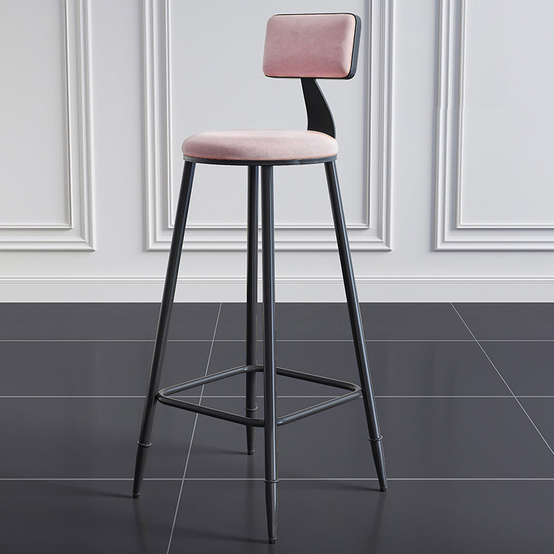 Modern Backrest Counter Stool Iron Milk Tea Shop Bar Stool with Cushion and Pedal