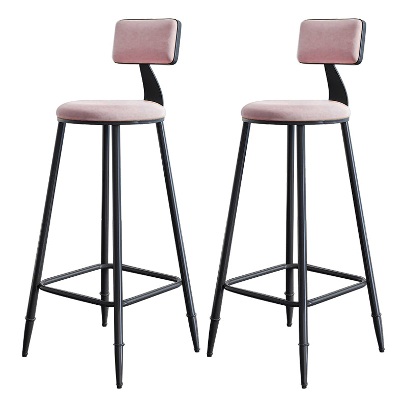 Modern Backrest Counter Stool Iron Milk Tea Shop Bar Stool with Cushion and Pedal