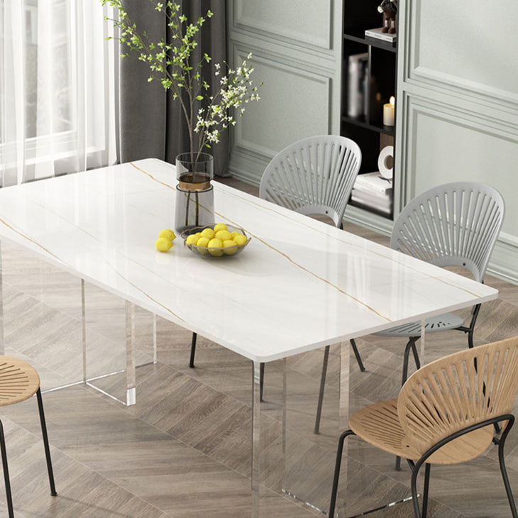 Modern Rectangle White Dining Table Set 1/2/5/7 Pieces Dining Set for Home Use