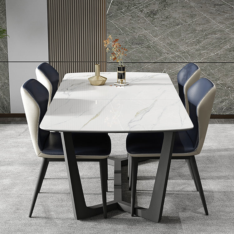 Modern Scalable Dinette Set 1/4/5/7 Pieces Dining Table Set with White Sintered Stone Top