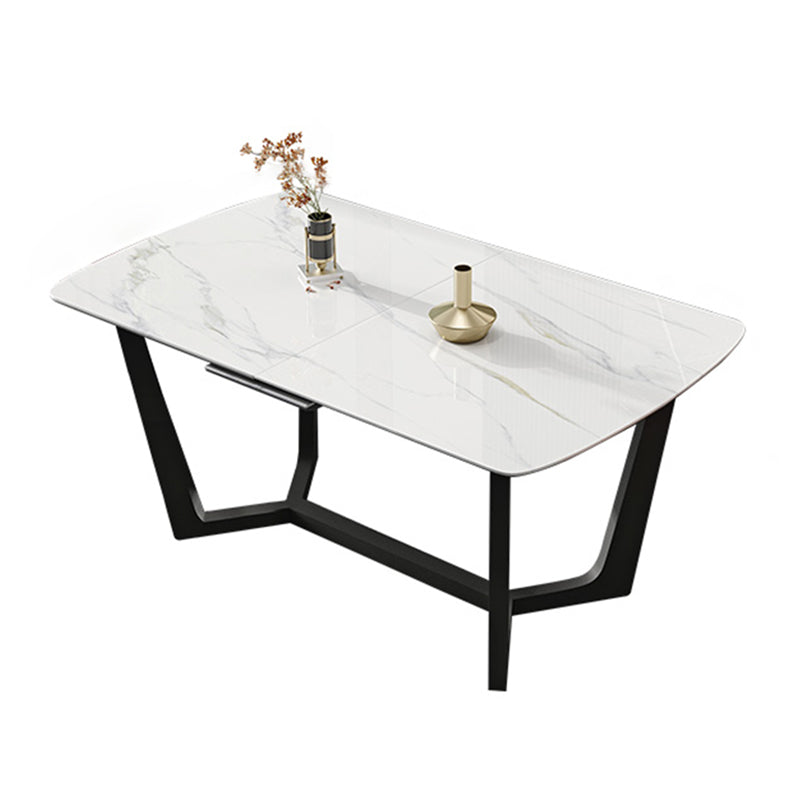 Modern Scalable Dinette Set 1/4/5/7 Pieces Dining Table Set with White Sintered Stone Top