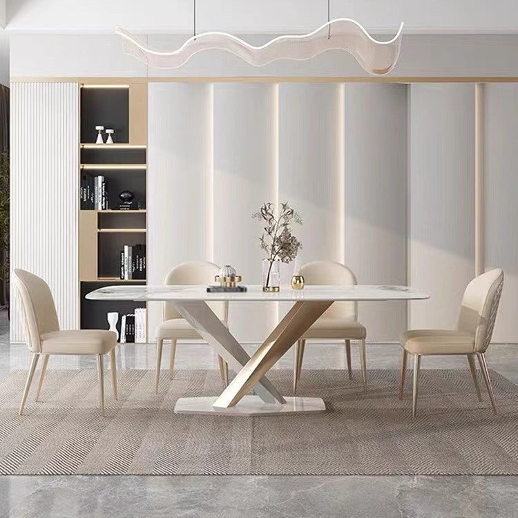 Luxury Sintered Stone Top Dining Set Rectangle 1/4/5/7 Pieces Dining Table with Chairs