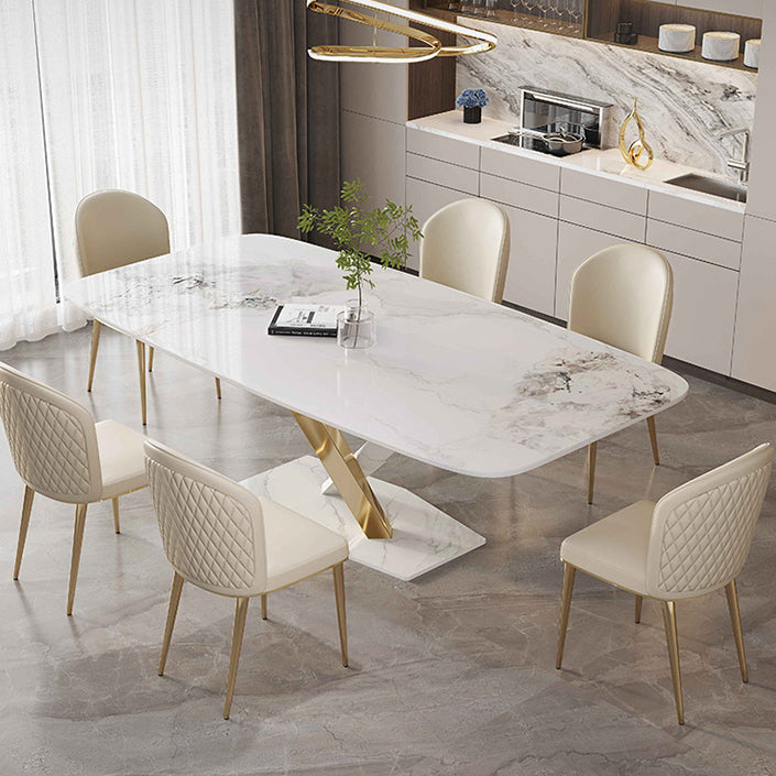Luxury Sintered Stone Top Dining Set Rectangle 1/4/5/7 Pieces Dining Table with Chairs