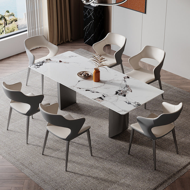 Modern Sintered Stone Top Dining Set Rectangle 1/2/4/5/7 Pieces Dining Table with Chairs