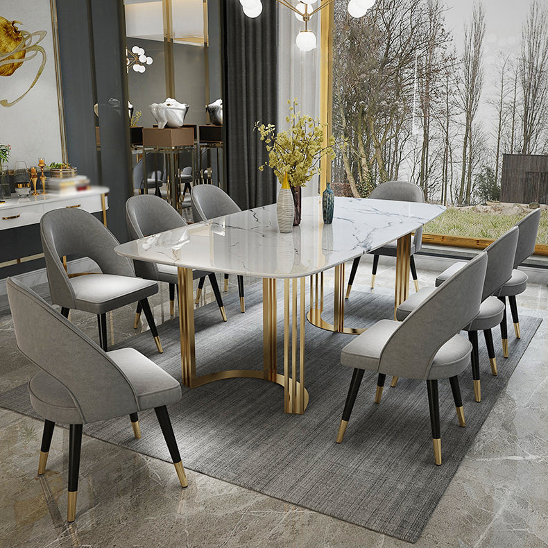 Modern Marble Top Dining Table Set Rectangle 1/4/5/7 Pieces Dining Table with Chairs
