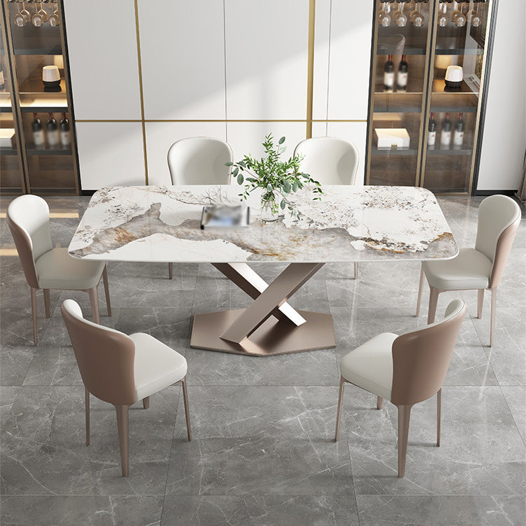 Nordic Sintered Stone Top Dining Set Rectangle 1/2/4/5/7 Pieces Dining Table with Chairs