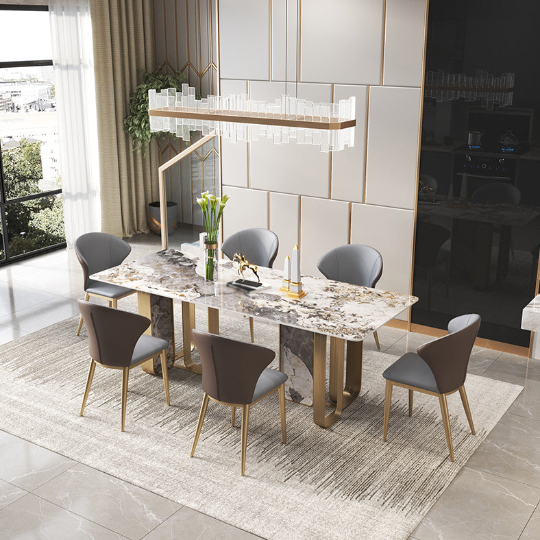 Luxury Sintered Stone Dining Set Rectangle 1/3/4/5/6/7/9 Pieces Dining Table with Chairs