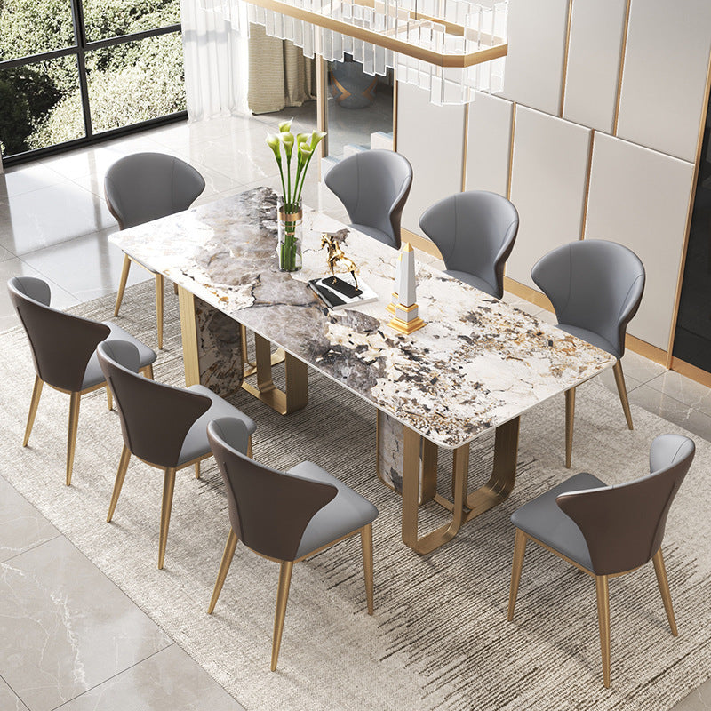 Luxury Sintered Stone Dining Set Rectangle 1/3/4/5/6/7/9 Pieces Dining Table with Chairs