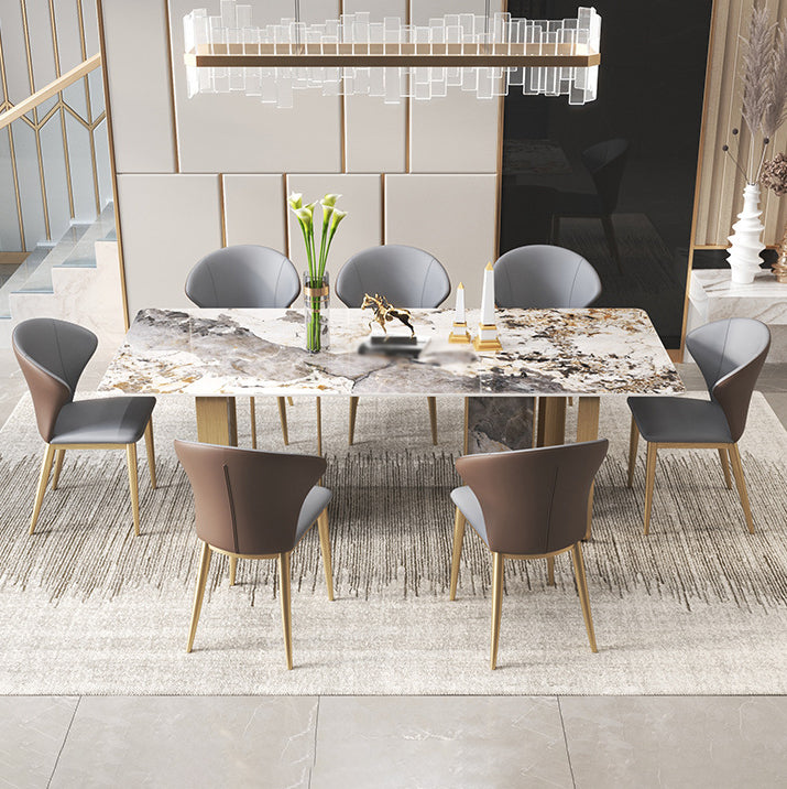 Luxury Sintered Stone Dining Set Rectangle 1/3/4/5/6/7/9 Pieces Dining Table with Chairs