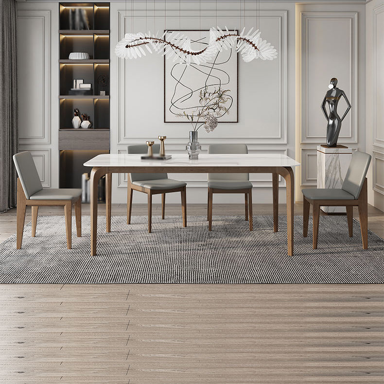 Modern Sintered Stone Top Dining Set 1/4/5/7 Pieces Ash Wood Dining Table with Chairs