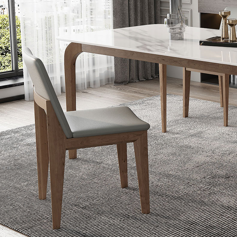 Modern Sintered Stone Top Dining Set 1/4/5/7 Pieces Ash Wood Dining Table with Chairs