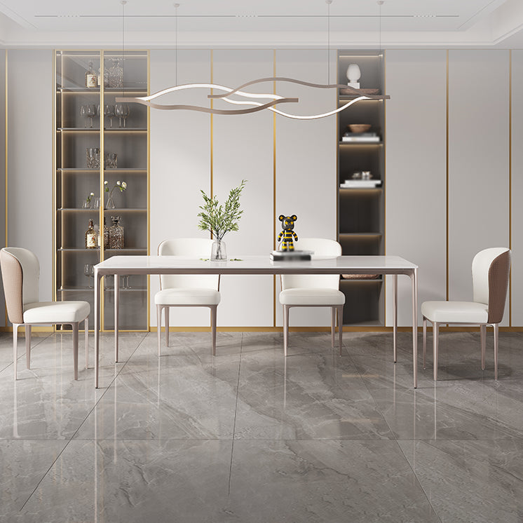 Nordic Sintered Stone Top Dining Set Rectangle 1/4/5/6 Pieces Dining Table with Chairs