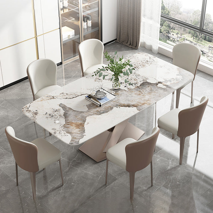 Nordic Sintered Stone Top Dining Set Rectangle 1/4/5/7 Pieces Dining Table with Chairs