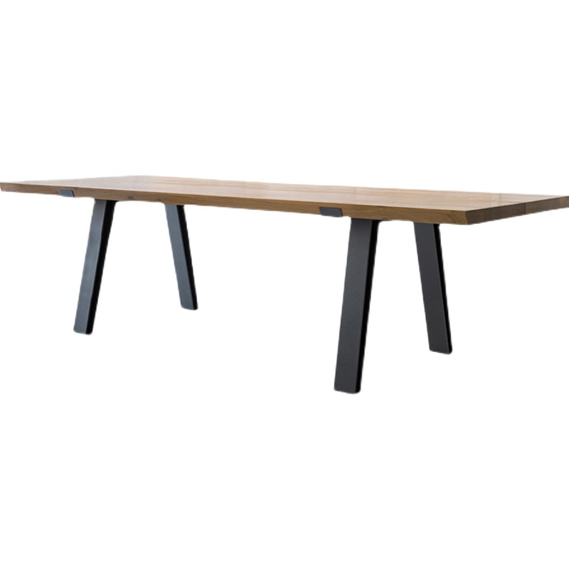 Rectangle Wood Color Dining Table Solid Wood Table Industrial with 4 Legs