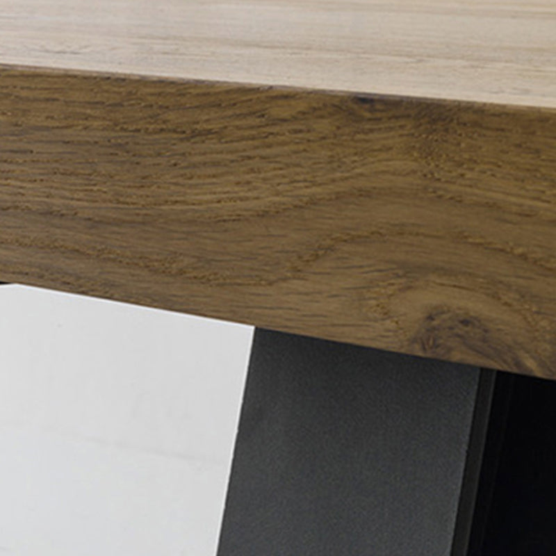 Rectangle Wood Color Dining Table Solid Wood Table Industrial with 4 Legs