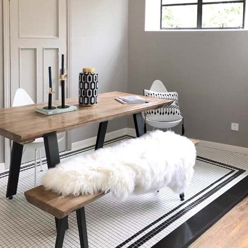 Rectangle Wood Color Dining Table Solid Wood Table Industrial with 4 Legs
