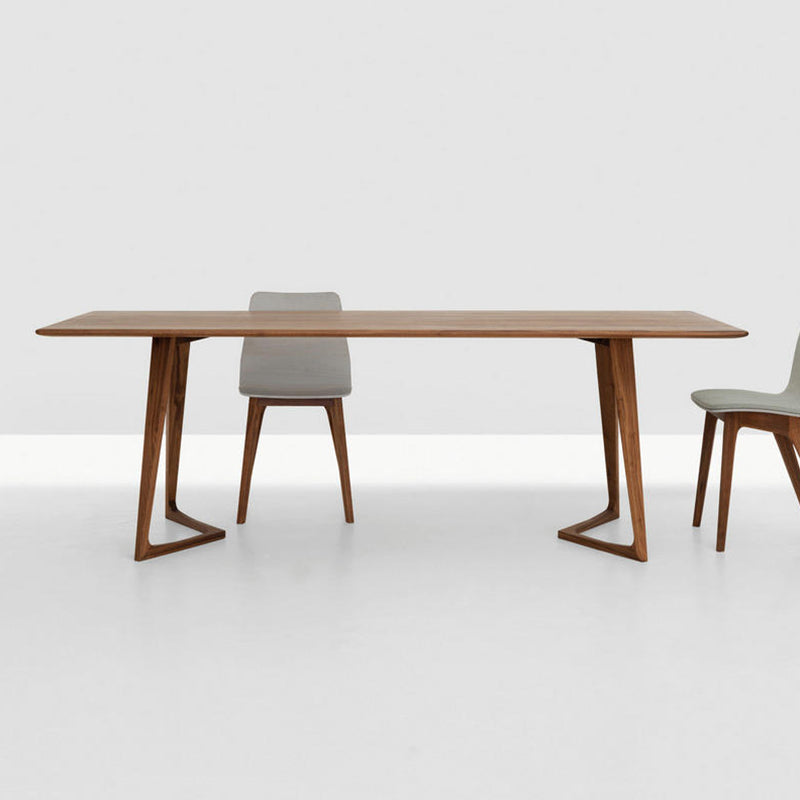 Rectangle Double Pedestal Industrial Dining Table Brown Fixed Table for Home