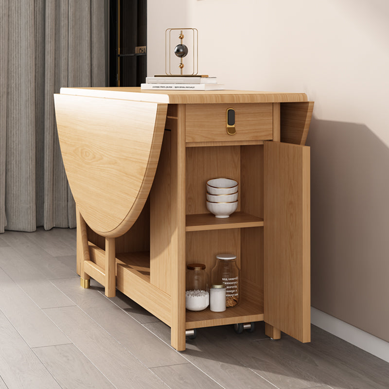 Table à manger pliable en bois d'hévéa, table ronde moderne et médiévale avec base sur tréteau de rangement