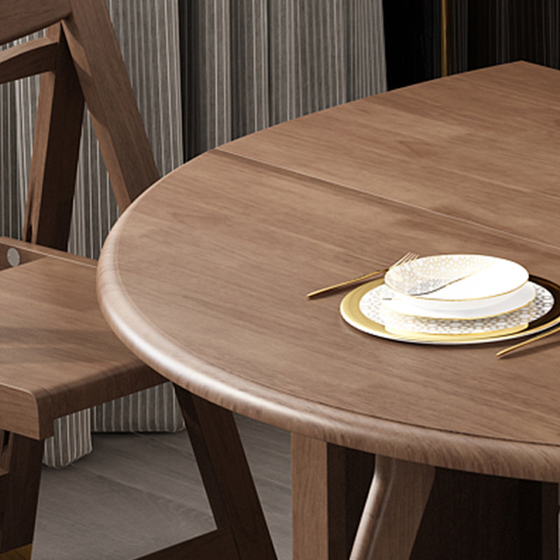Table à manger pliable en bois d'hévéa, table ronde moderne et médiévale avec base sur tréteau de rangement