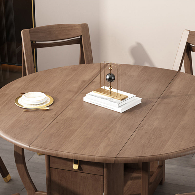 Table à manger pliable en bois d'hévéa, table ronde moderne et médiévale avec base sur tréteau de rangement
