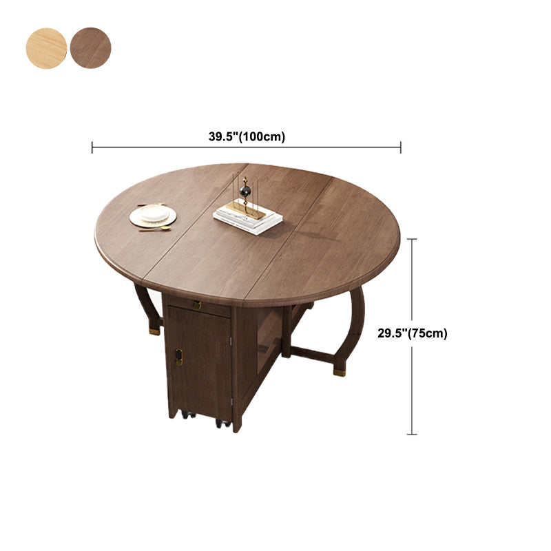 Table à manger pliable en bois d'hévéa, table ronde moderne et médiévale avec base sur tréteau de rangement