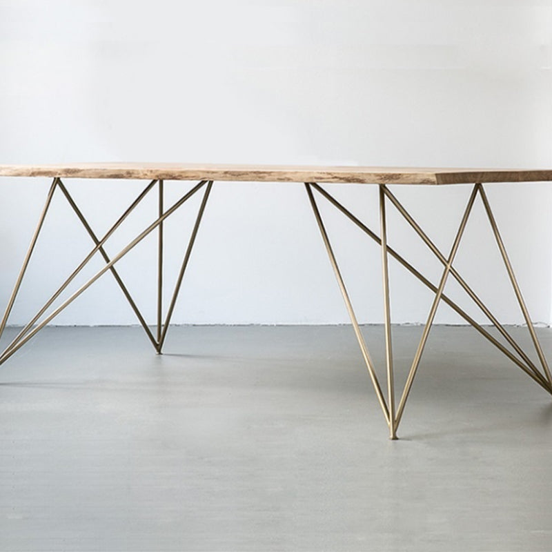 Rectangle 4 Legs Luxury Dining Table Solid Wood Fixed Table for Kitchen