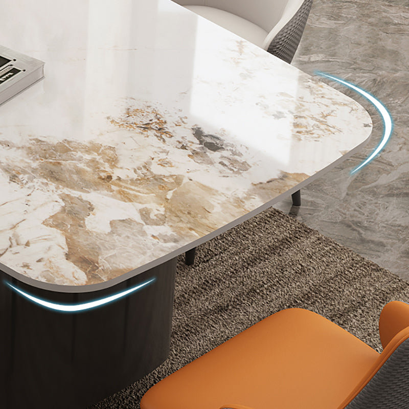 Industrial Sintered Stone Dining Table Rectangle Dining Table for Dining Room