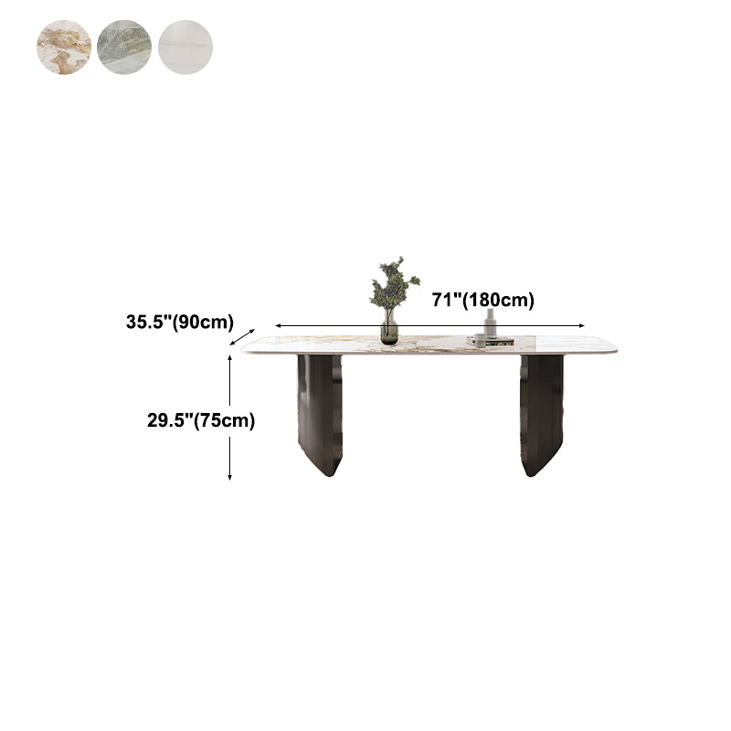 Industrial Sintered Stone Dining Table Rectangle Dining Table for Dining Room