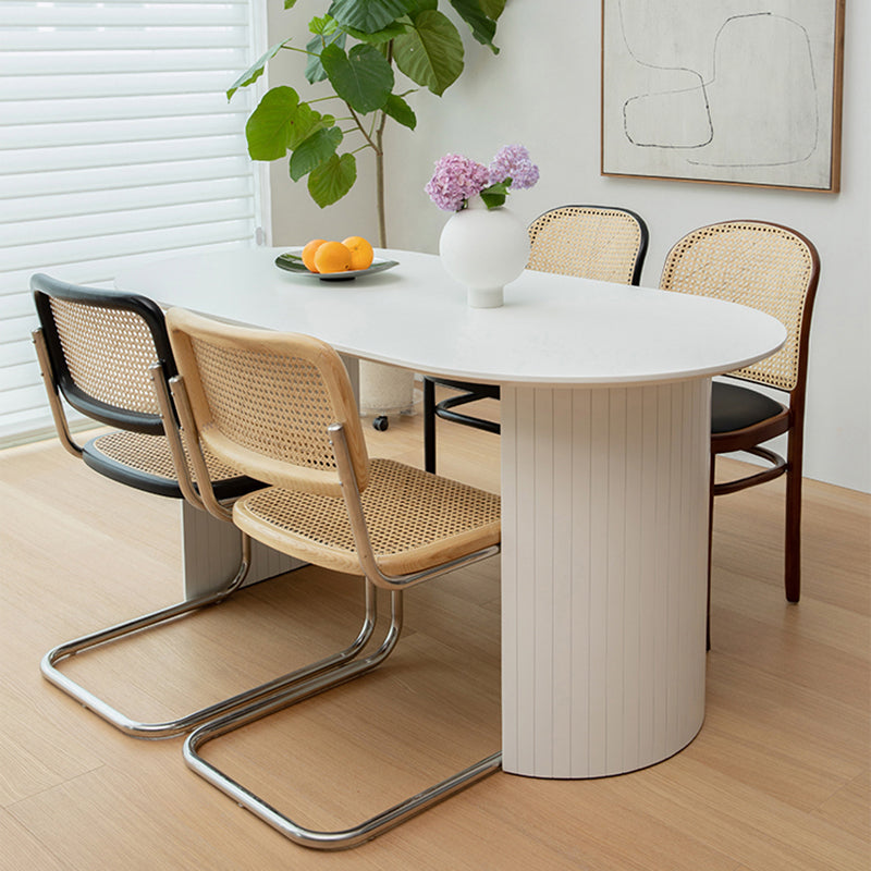 Modern Solid Wood Table for Restaurant Oval Kitchen Table with Double Pedestal
