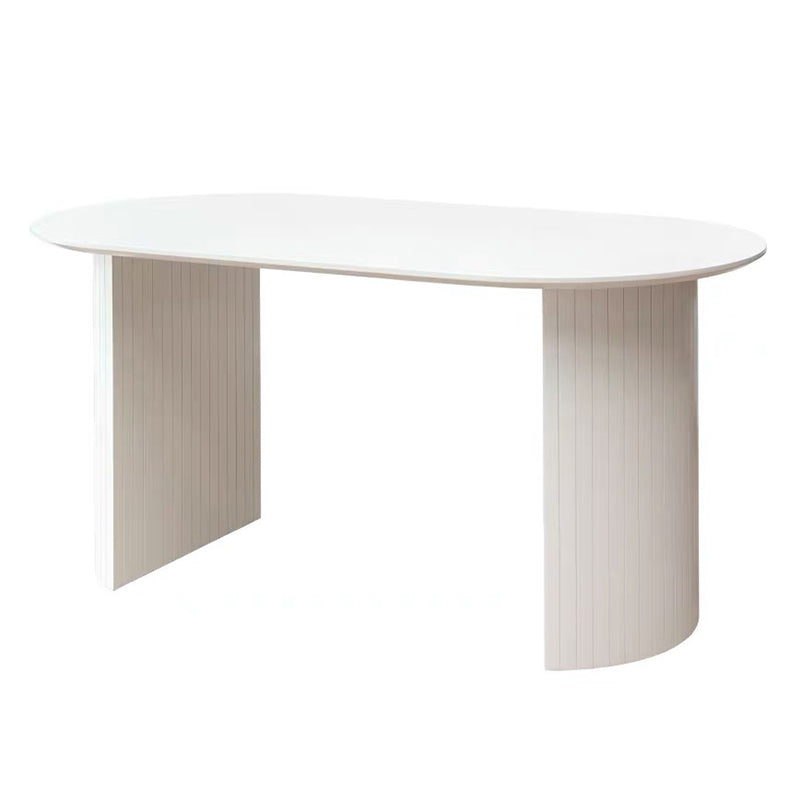 Modern Solid Wood Table for Restaurant Oval Kitchen Table with Double Pedestal
