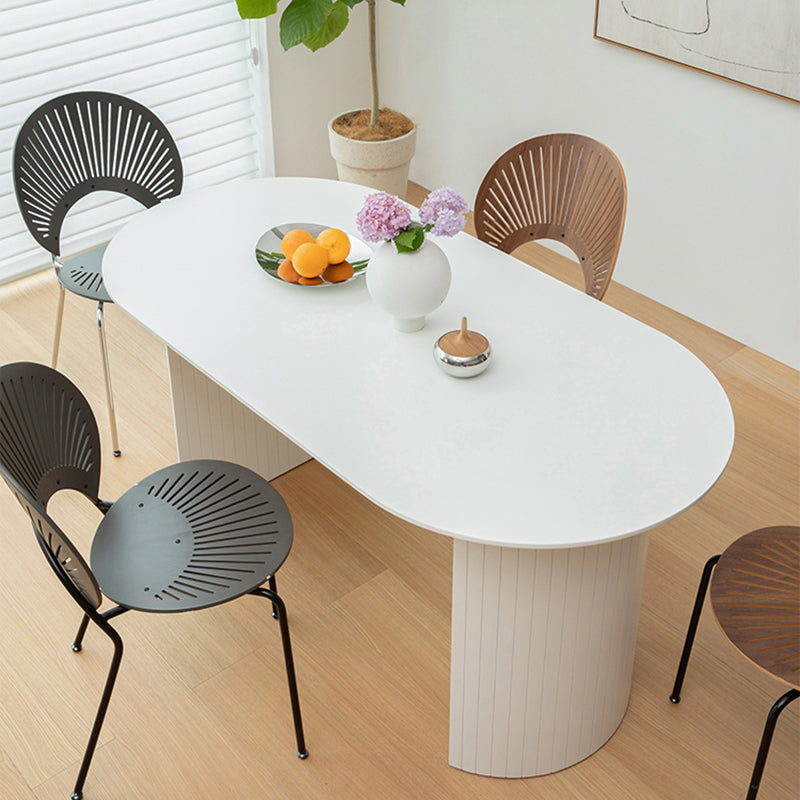 Modern Solid Wood Table for Restaurant Oval Kitchen Table with Double Pedestal