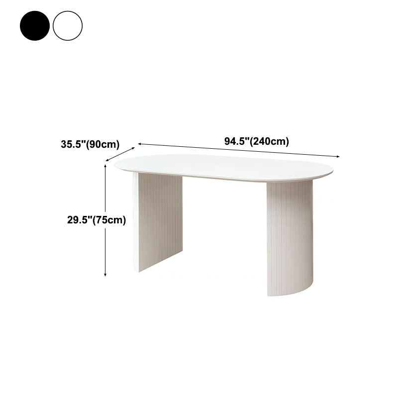 Modern Solid Wood Table for Restaurant Oval Kitchen Table with Double Pedestal
