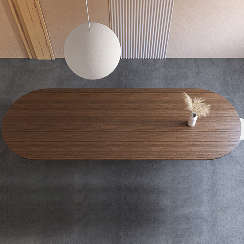 Modern Pine Wood Table for Restaurant Oval Dining Table with Double Pedestal