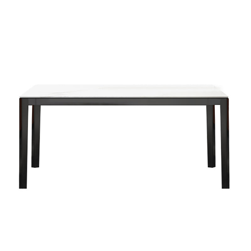 Stone Top Dining Table Modern Rectangle Dining Table with 4 Wood Legs