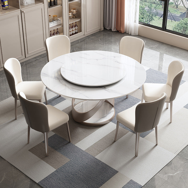 Stone Top Dining Table Round Modern Dining Table with Pedestal Base