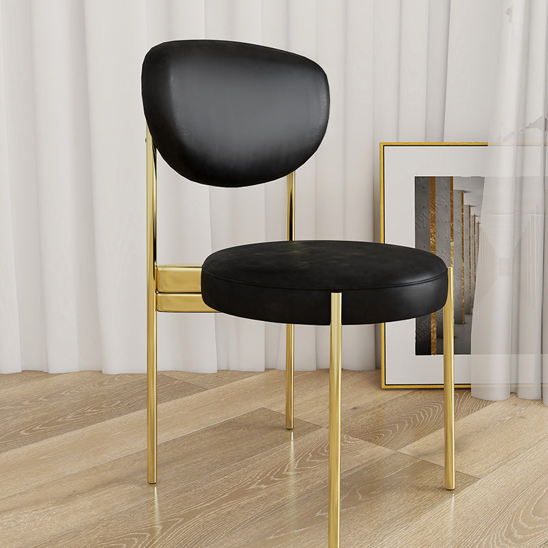 Glam Style Upholstered Side Chair Open Back Dining Side Chair