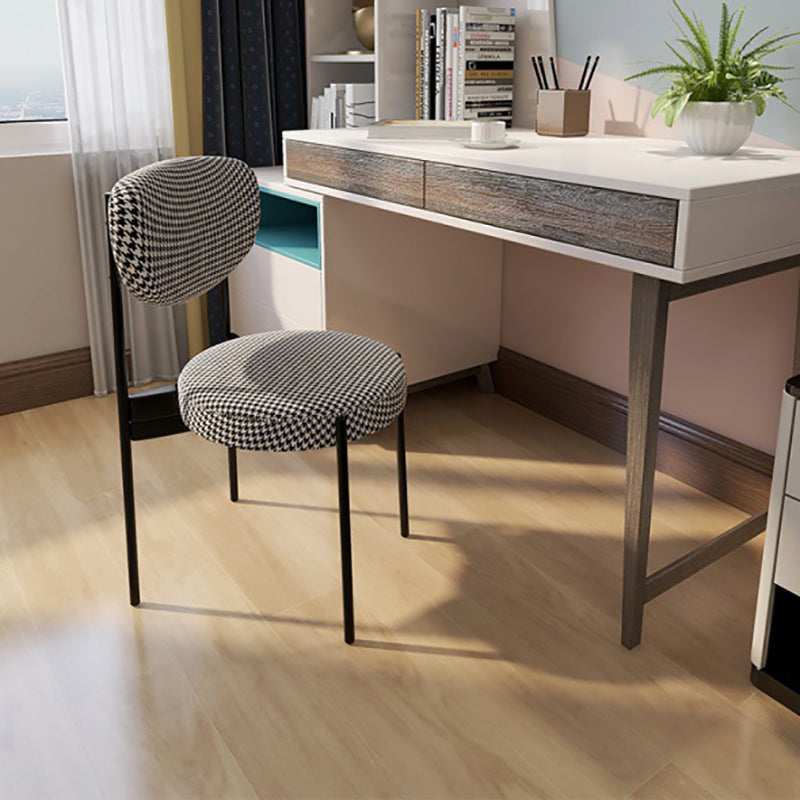 Glam Style Upholstered Side Chair Open Back Dining Side Chair