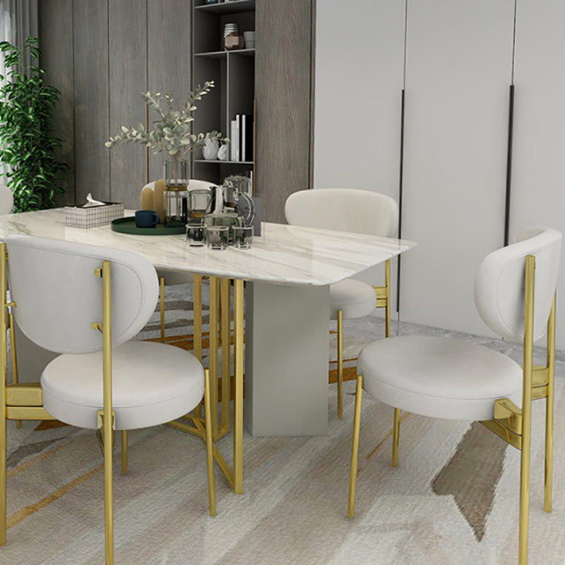 Glam Style Upholstered Side Chair Open Back Dining Side Chair