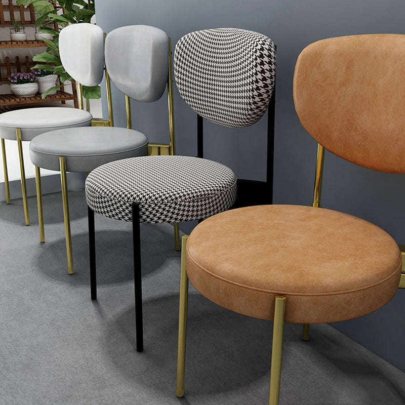 Glam Style Upholstered Side Chair Open Back Dining Side Chair