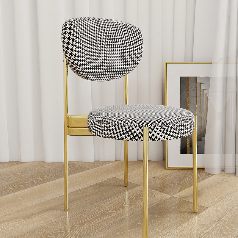Glam Style Upholstered Side Chair Open Back Dining Side Chair