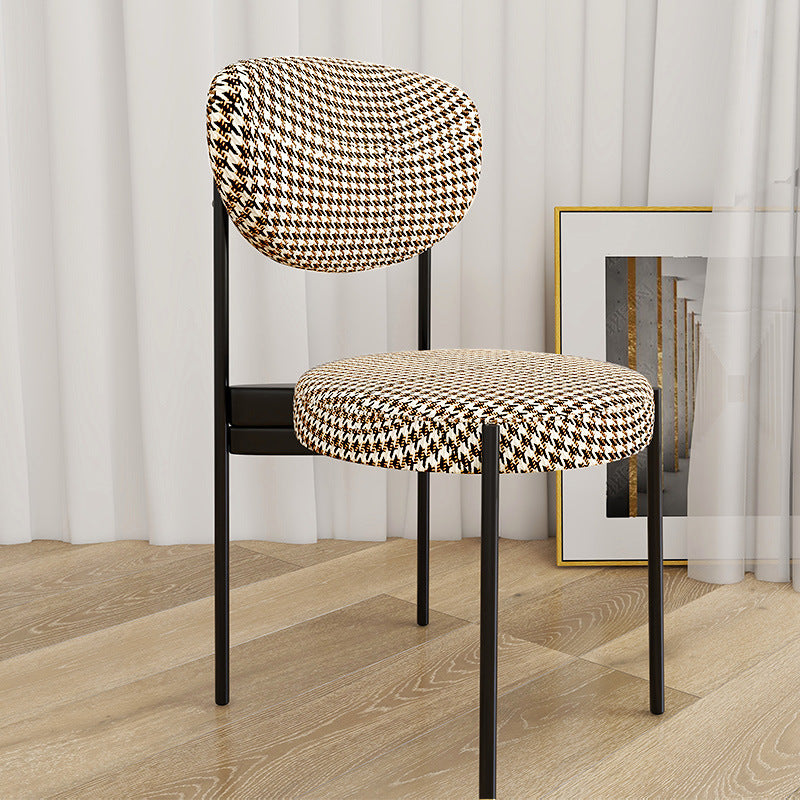 Glam Style Upholstered Side Chair Open Back Dining Side Chair