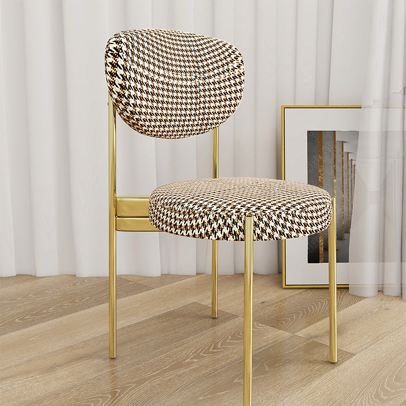Glam Style Upholstered Side Chair Open Back Dining Side Chair