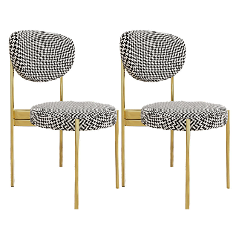 Glam Style Upholstered Side Chair Open Back Dining Side Chair