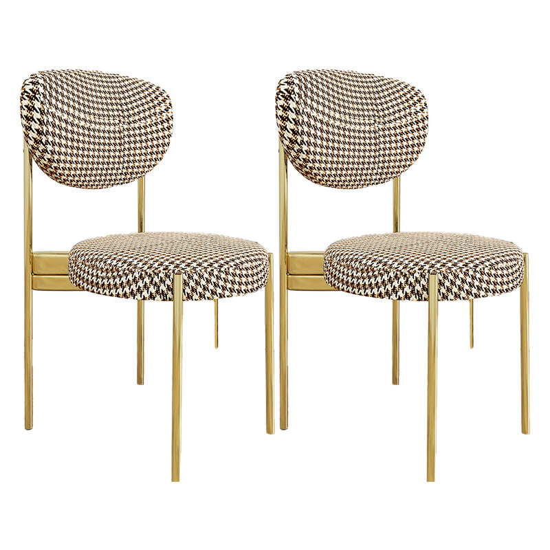 Glam Style Upholstered Side Chair Open Back Dining Side Chair