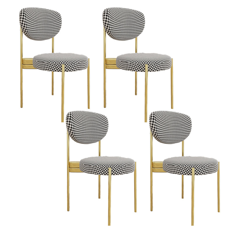 Glam Style Upholstered Side Chair Open Back Dining Side Chair